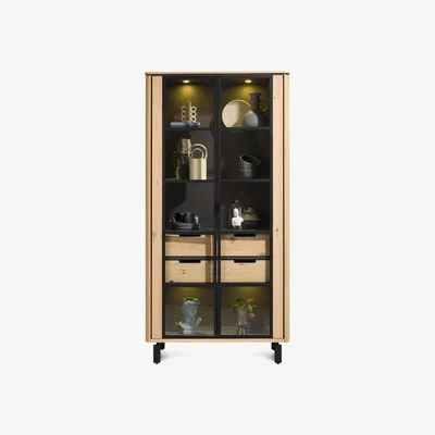 Furniture Village Habufa - Montreal Glazed Display Unit - Natural