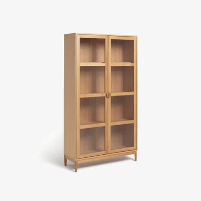 Habitat Habitat Cornelia 2 Door Glass Tall Display Cabinet - Natural