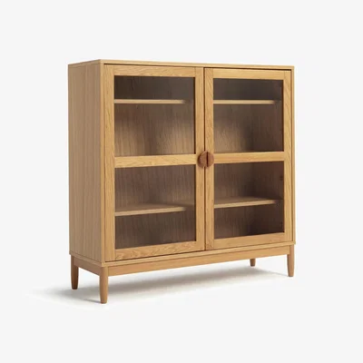 Habitat Habitat Cornelia 2 Door Glass Short Display Cabinet -Natural