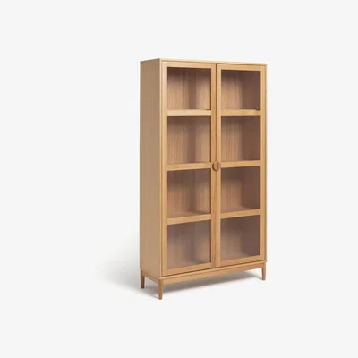 Habitat Habitat Cornelia 2 Door Tall Display Cabinet - Oak