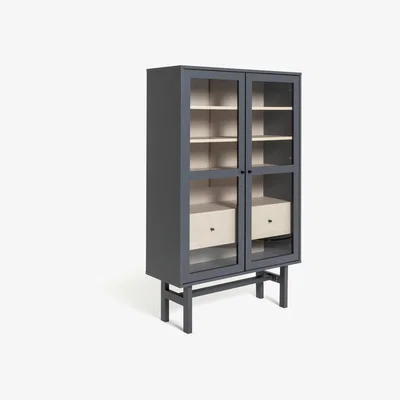 Habitat Habitat Jadon 2 Door Glass Display Cabinet - Dark Grey
