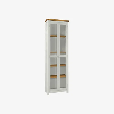 Habitat Habitat Kent 2 Door Glass Display Cabinet - Oak and Cream