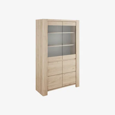 Habitat Portland 2 Door Display Cabinet - Oak
