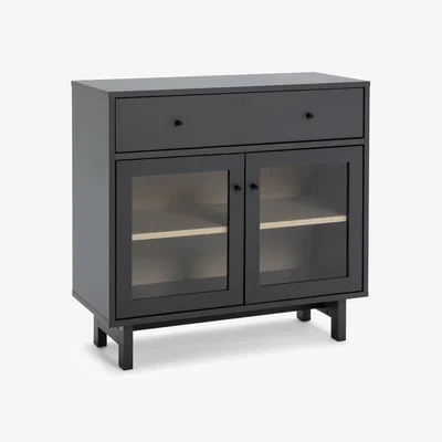 Habitat Habitat Jadon 2 Door Display Cabinet - Dark Grey & Oak