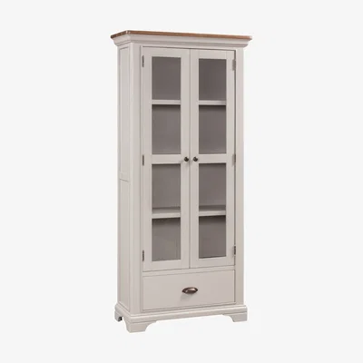 Knees Lottie Oak Painted Display Cabinet - Stone Grey
