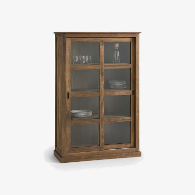 La Redoute Lunja 2-Door Low Display Cabinet in Solid Pine and MDF