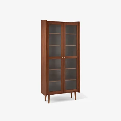 La Redoute Ronda Walnut Veneer 2-Door Vintage Display Cabinet