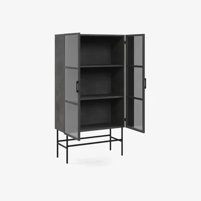 Marks & Spencer M&S X Fired Earth Charcoal Display Cabinet - Black, Black