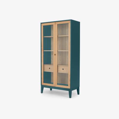 Made.com Ralph Glass Cabinet, Oak & Teal