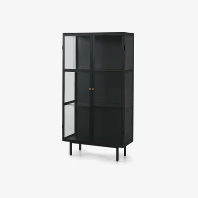 Made.com Marden Cabinet, Charcoal Grey and Glass