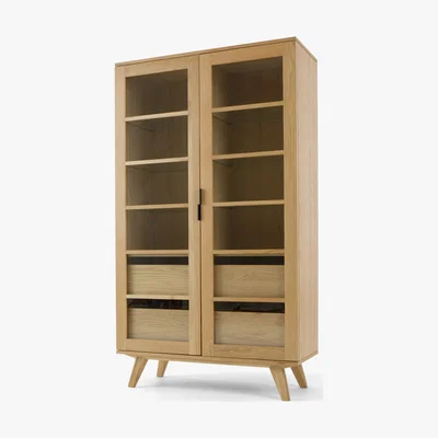 Made.com Aveiro Display Cabinet, Oak and Glass
