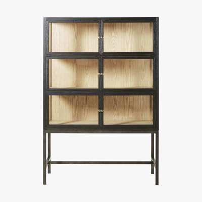 Maisons du Monde Tempered Glass Display Case with Black Metal Legs Allen