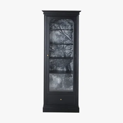 Maisons du Monde Black and Tempered Glass 1-Door Display Case Cambronne