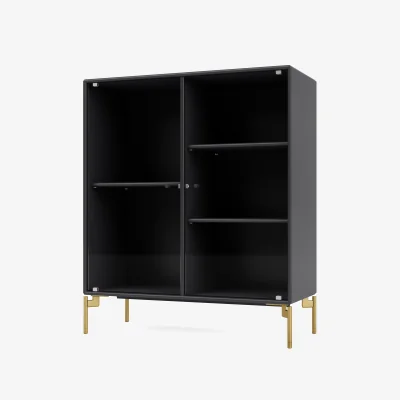 Nordic Nest Montana Ripple II display cabinet 69.6x82.2x30 cm Anthracite-legs brass