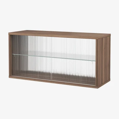 Nordic Nest Pira Pira display cabinet Walnut–ribbed glass 90x31 cm 4 doors