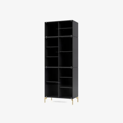 Nordic Nest Montana Ripple IV display cabinet 69.6x187.2x38 cm Anthracite-legs brass