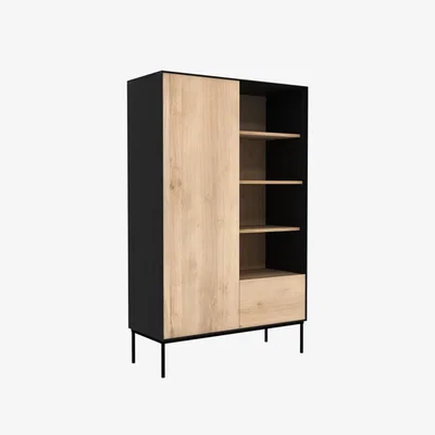 Nordic Nest Ethnicraft Blackbird cabinet Black oak-Black metal legs