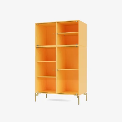 Nordic Nest Montana Ripple III display cabinet 69.6x117.6x38 cm Acacia-legs brass
