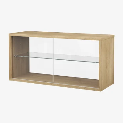 Nordic Nest Pira Pira display cabinet Whitewashed oak-clear glass 90x31 cm glass back