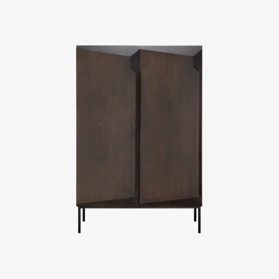 Nordic Nest Ethnicraft Stairs cabinet Brown lacquered oak-2 doors 100x150 cm