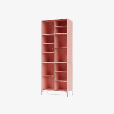 Nordic Nest Montana Ripple IV display cabinet 69.6x187.2x38 cm Ruby-legs chrome