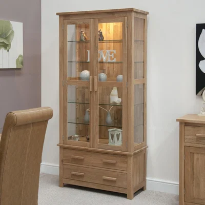 Oak&More Rohan Oak and Glass Display Cabinet