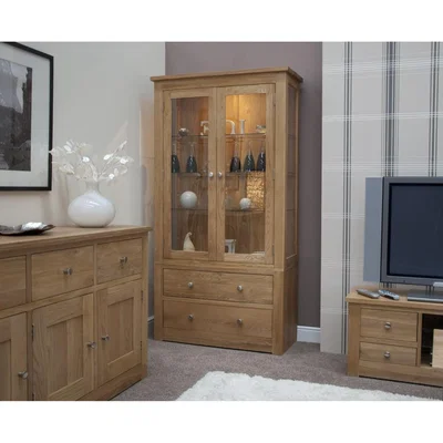 Oak&More Messina 100cm Oak Glazed Display Cabinet