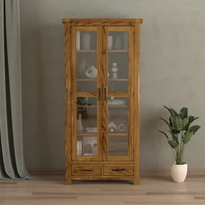 Oak&More Harrogate Rustic Solid Oak Glazed Display Cabinet