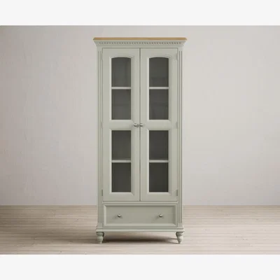 Oak&More Francis Oak and Soft Green Painted Glazed Display Cabinet