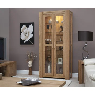 Oak&More Milan 190cm Oak Glazed Display Cabinet