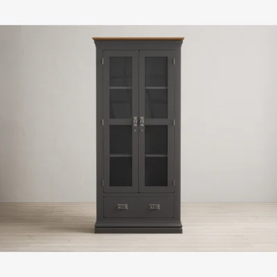 Oak&More Charwood Oak and Charcoal Painted Display Cabinet