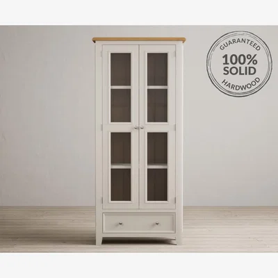 Oak&More Weymouth Oak and Soft White Painted Glazed Display Cabinet