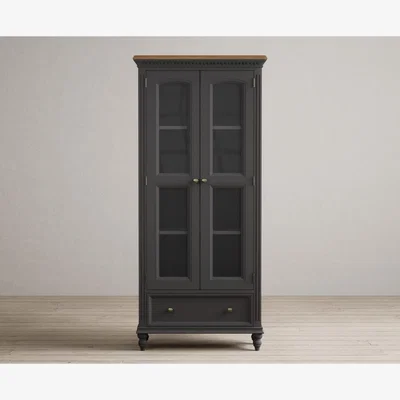 Oak&More Francis Oak and Charcoal Grey Painted Glazed Display Cabinet