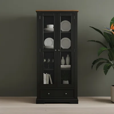 Oak&More Charlton Oak and Black Painted Glazed Display Cabinet