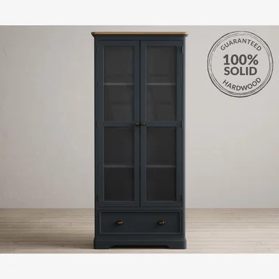 Oak&More Bridstow Oak and Blue Painted Glazed Display Cabinet