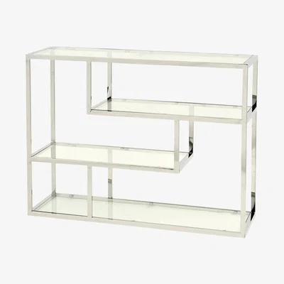 Olivia's Libra Linton Small Modular Shelving Unit Stainless Steel And Glass