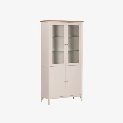 Downtown Caldecott 2 Door Display Cabinet - Light Oak/Stone Grey