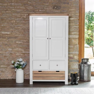 Downtown Clevedon Double Larder Unit - White/Oak In LightWood/White