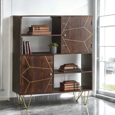 OAT Home Limerick Dark Gold Wooden Display Cabinet
