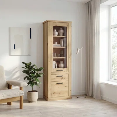 The Range Corona Narrow Display Cabinet in Artisan Oak - Artisan Oak