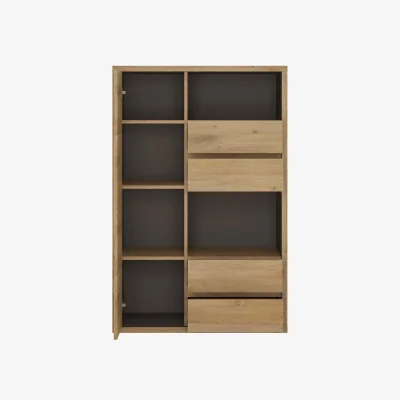 The Range Wyld Haus Athens Natural Oak Effect 1-Door 4-Drawer Display Cabinet - Oak