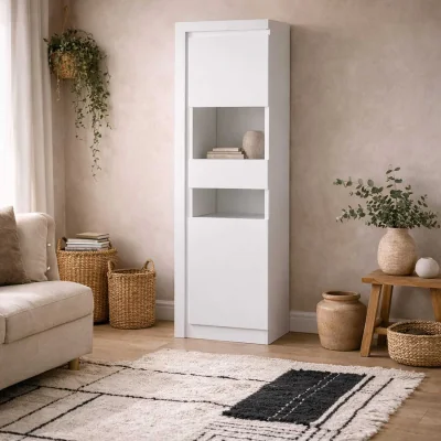 The Range Hjorring Matt Tall Narrow Display Cabinet with LED Lights