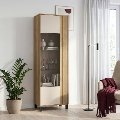 The Range Grafton Glass Door Display Cabinet in Cream and Oak - Cream & Oak