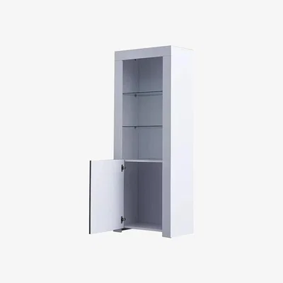 The Range High Gloss White Tall Display Cabinet Cupboard Storage Sideboard - White
