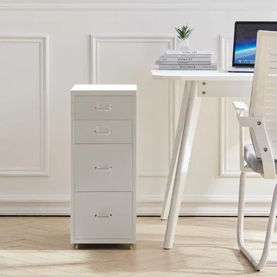 The Range Vertical Filing Cabinet 4-Drawer - Silver White