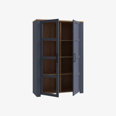 The Range Bramblecroft 2-Door Navy & Oak Display Cabinet - Navy & Oak