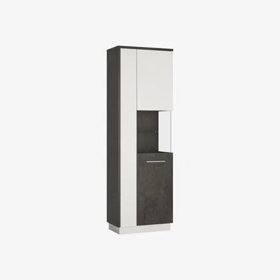The Range Alabana Tall Display Cabinet  - Slate Grey and White / Left Hand Configuration