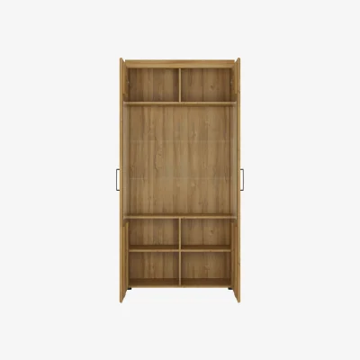 The Range Cortina Tall Wide 2 Door glazed Display Cabinet in Grandson Oak - Grandson Oak