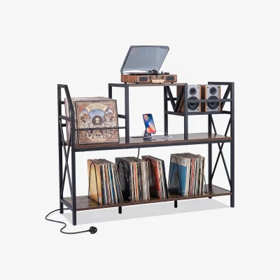 The Range Turntable Record Player Stand with Power Outlets - Brown