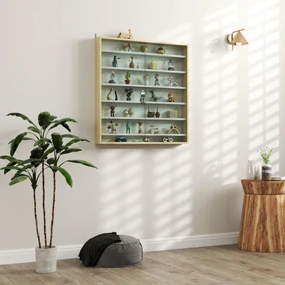 The Range HOMCOM 7 Tier Wall Display Cabinet Oak